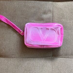 Valentino promotional Pink Velvet Wristlet with Embossed Logo. Velvet brand new!